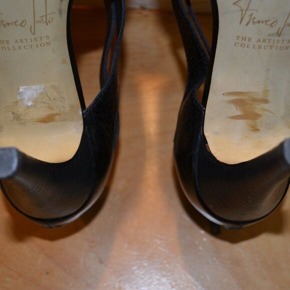 FRANCO Sarto black heels pumps genuine leather cossed front straps sexy size 6 - Picture 7 of 10